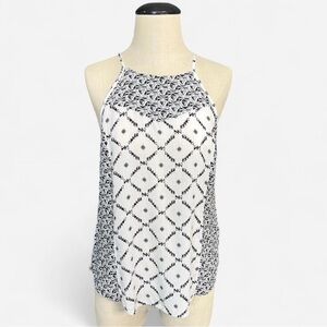 Lucky Brand Live on Love Geometric Print Halter Tank Top Western Boho Summer